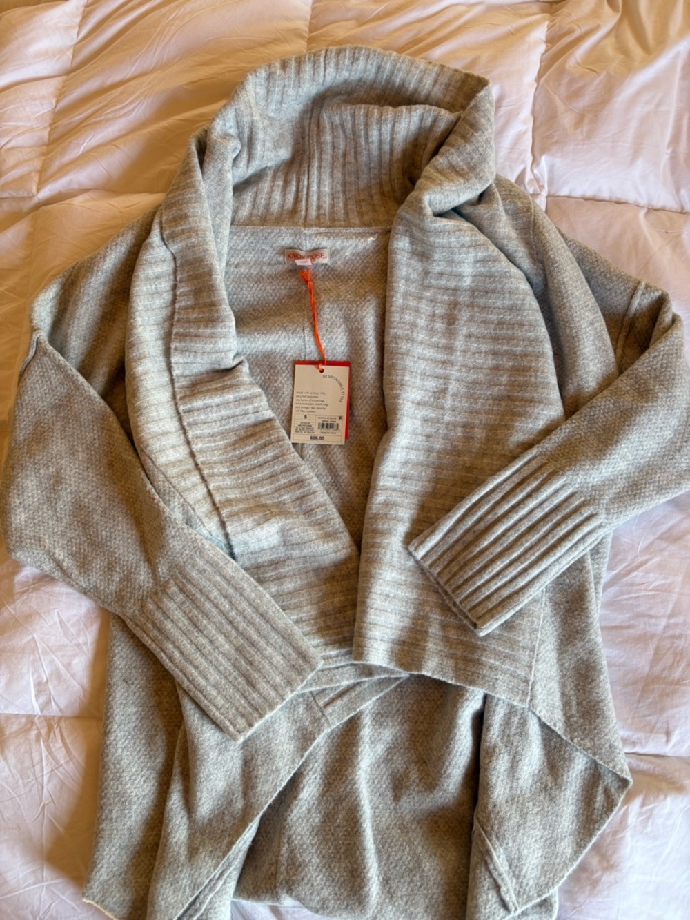Knox Rose Light Gray Ribbed Oversized Sweater